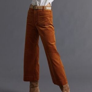 Anthropologie Maeve Colette Cropped Corduroy Pants, Cedar